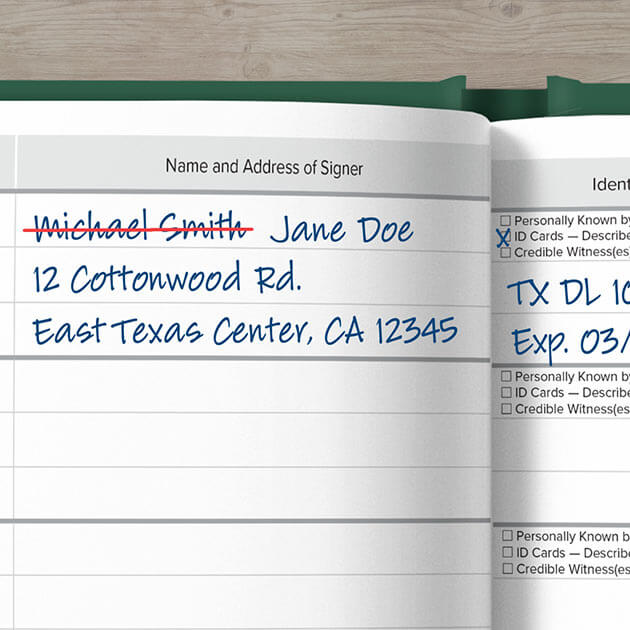 How to correct Notary journal entries